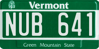 VT license plate NUB641