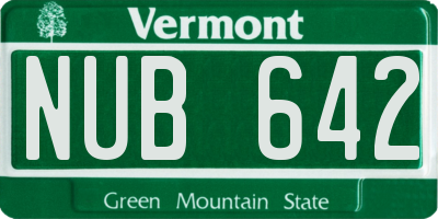 VT license plate NUB642