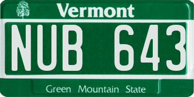 VT license plate NUB643