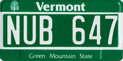 VT license plate NUB647