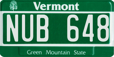 VT license plate NUB648
