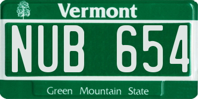VT license plate NUB654