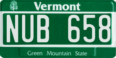 VT license plate NUB658