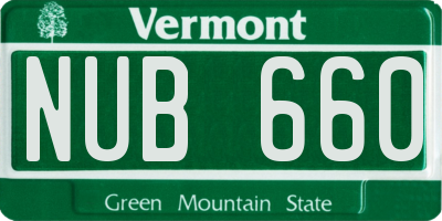 VT license plate NUB660