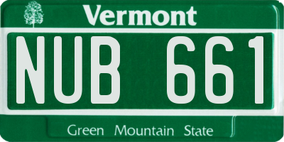VT license plate NUB661