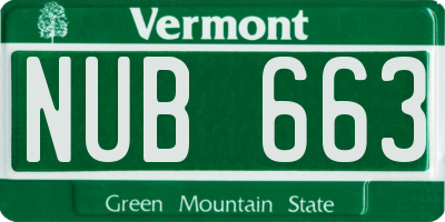 VT license plate NUB663