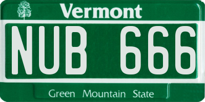 VT license plate NUB666