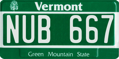 VT license plate NUB667