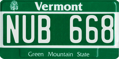VT license plate NUB668