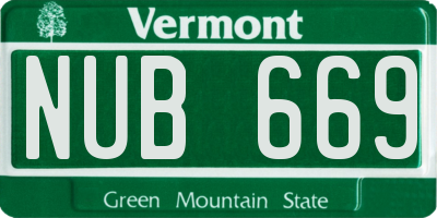 VT license plate NUB669