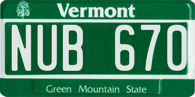 VT license plate NUB670