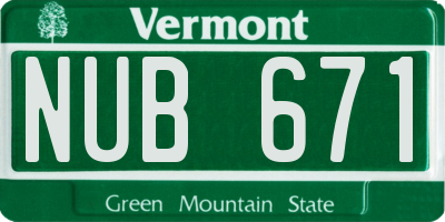 VT license plate NUB671