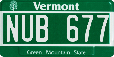 VT license plate NUB677