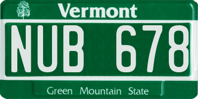VT license plate NUB678