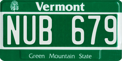 VT license plate NUB679