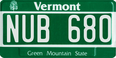 VT license plate NUB680