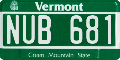 VT license plate NUB681