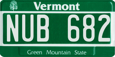 VT license plate NUB682