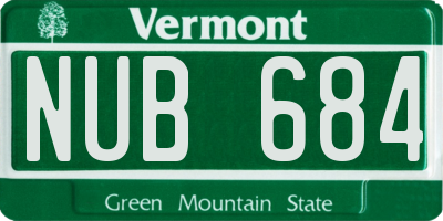 VT license plate NUB684