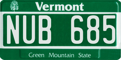 VT license plate NUB685