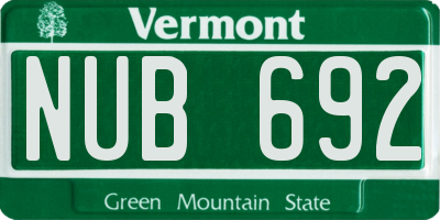 VT license plate NUB692