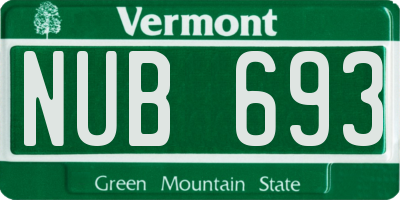 VT license plate NUB693