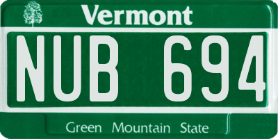 VT license plate NUB694