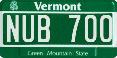VT license plate NUB700