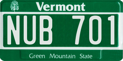VT license plate NUB701