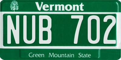 VT license plate NUB702