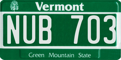 VT license plate NUB703