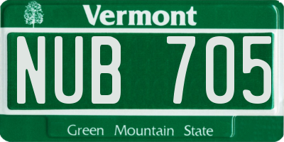 VT license plate NUB705