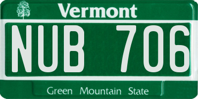 VT license plate NUB706