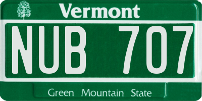 VT license plate NUB707