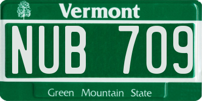 VT license plate NUB709
