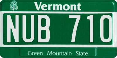 VT license plate NUB710