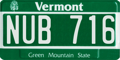 VT license plate NUB716