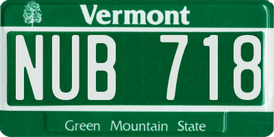 VT license plate NUB718