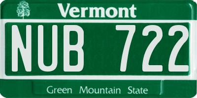 VT license plate NUB722