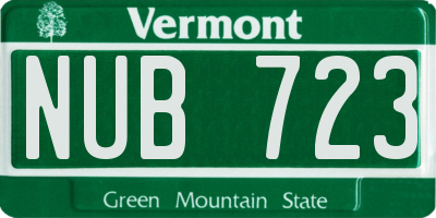 VT license plate NUB723
