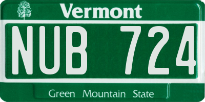 VT license plate NUB724