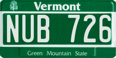 VT license plate NUB726