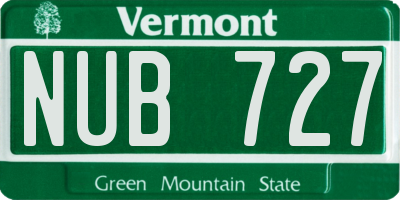 VT license plate NUB727