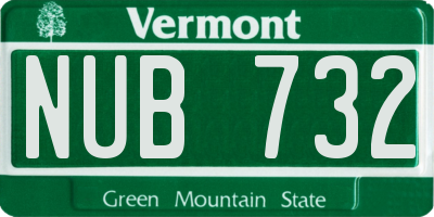 VT license plate NUB732