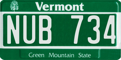 VT license plate NUB734