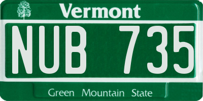 VT license plate NUB735