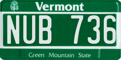 VT license plate NUB736