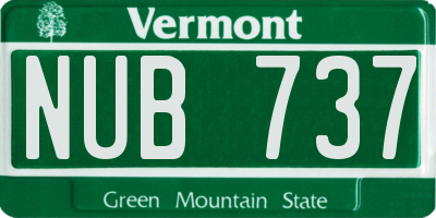 VT license plate NUB737