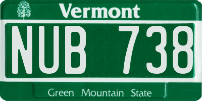 VT license plate NUB738