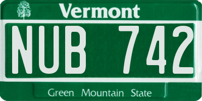 VT license plate NUB742